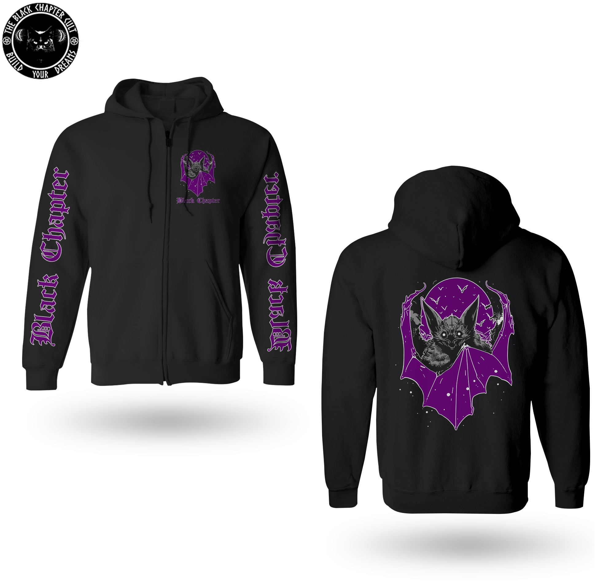 Moletom de Ziper Capuz Bat