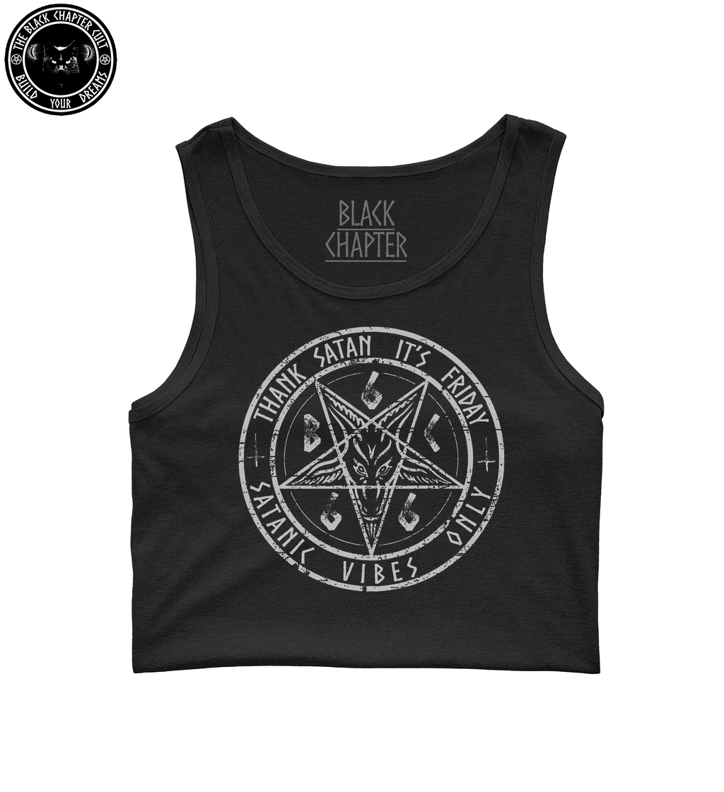 Cropped Tank Top - Satanic Vibes Only