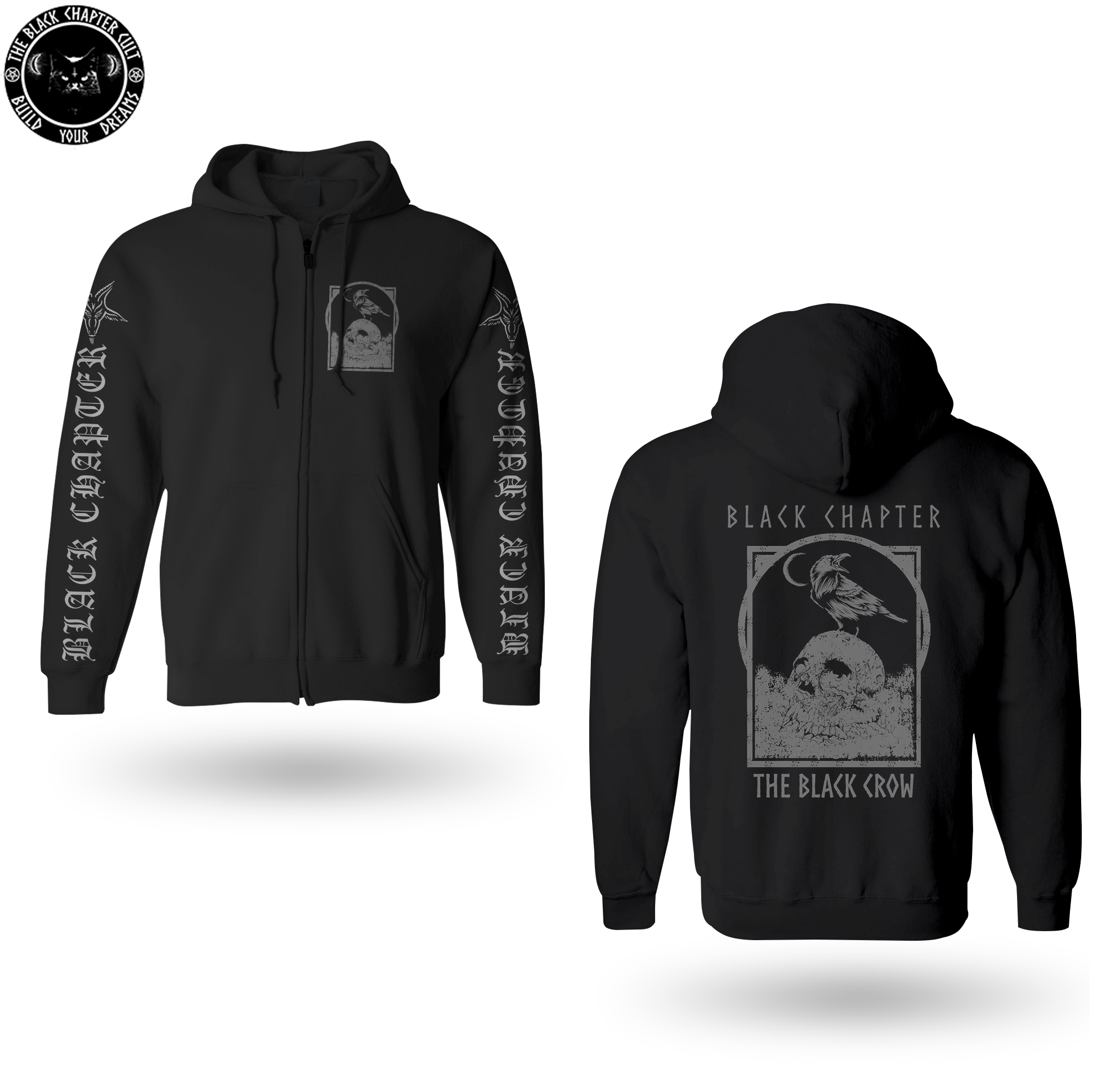 Moletom de Ziper Capuz Black Crow